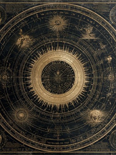 Celestial Astrolabe Vintage Print.