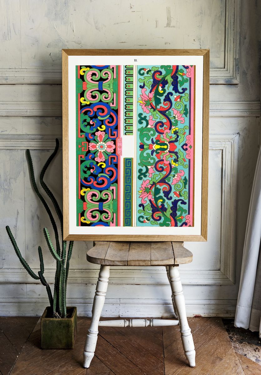Ornamental Floral Pattern Vintage Print room preview