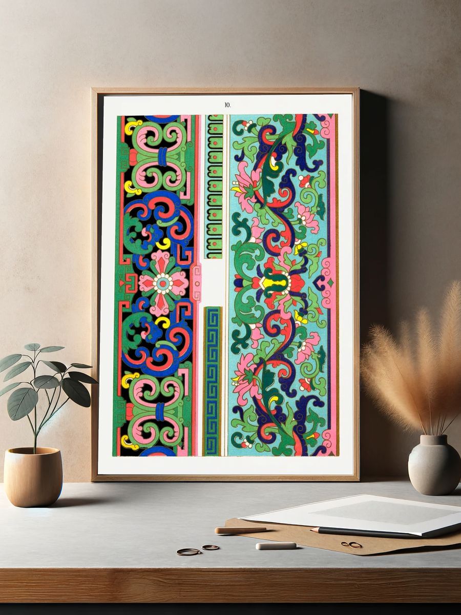 Ornamental Floral Pattern Vintage Print. — room view 2