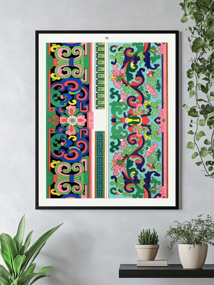 Ornamental Floral Pattern Vintage Print. — room view 4