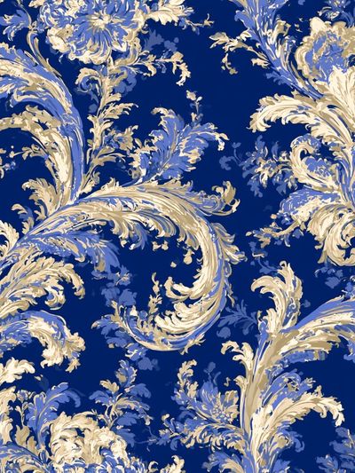 Blue Damask Pattern Poster.