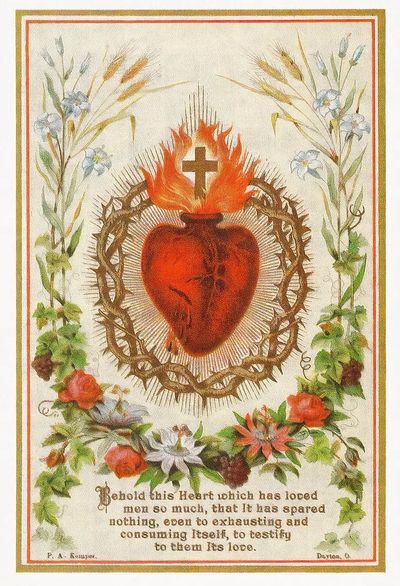 Sacred Heart holy card, vintage. poster