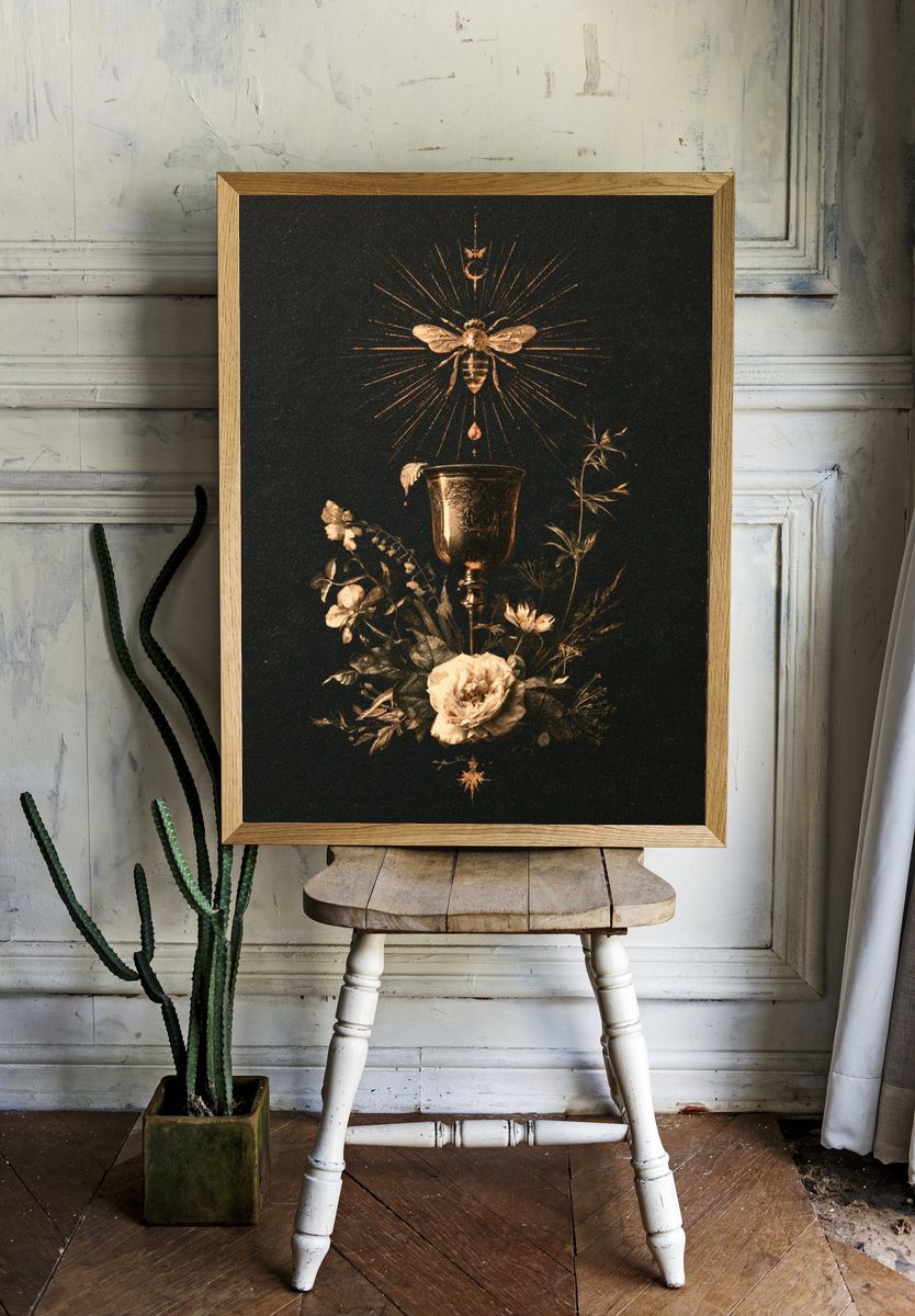 Mystic Altar Still Life Vintage Print. — room view 1