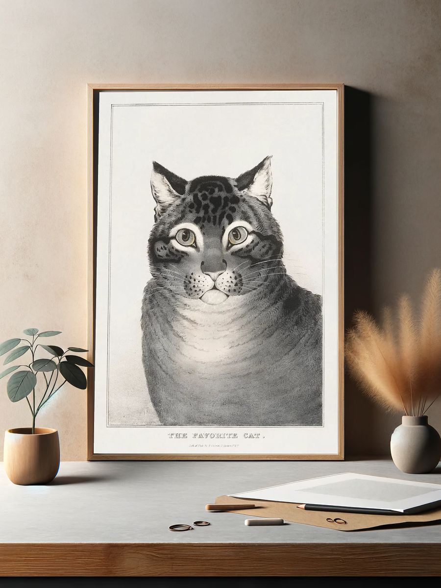The Favorite Cat Vintage Print. — room view 2