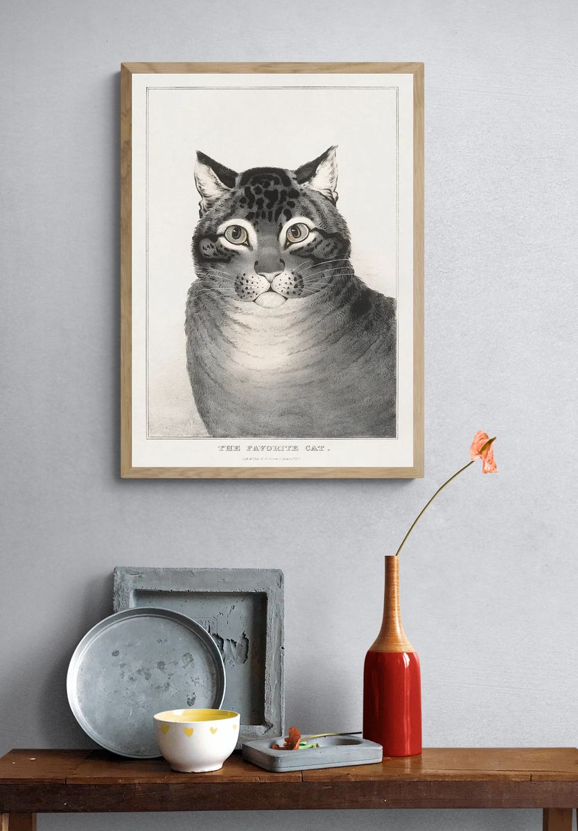 The Favorite Cat Vintage Print. — room view 3