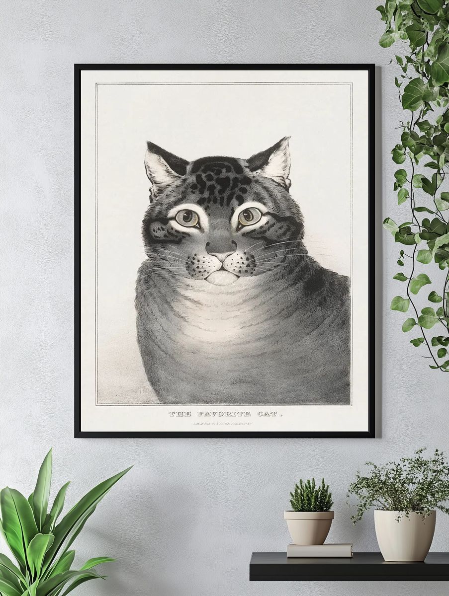 The Favorite Cat Vintage Print. — room view 4