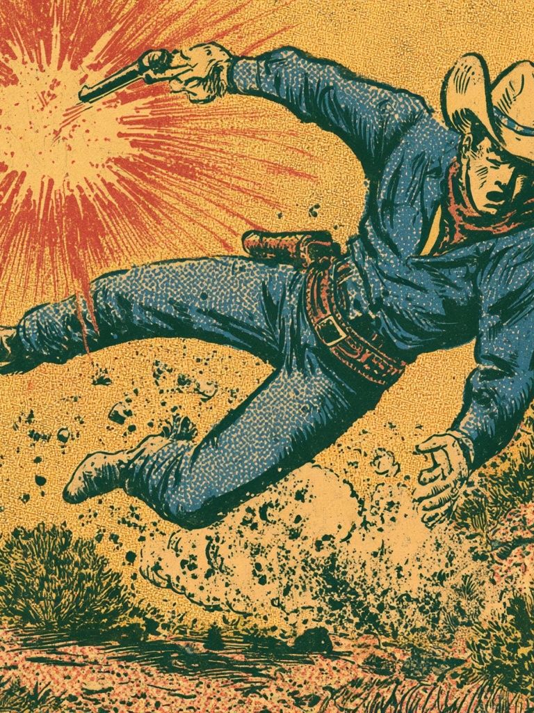 Cowboy Gunfight Vintage Poster. poster detail
