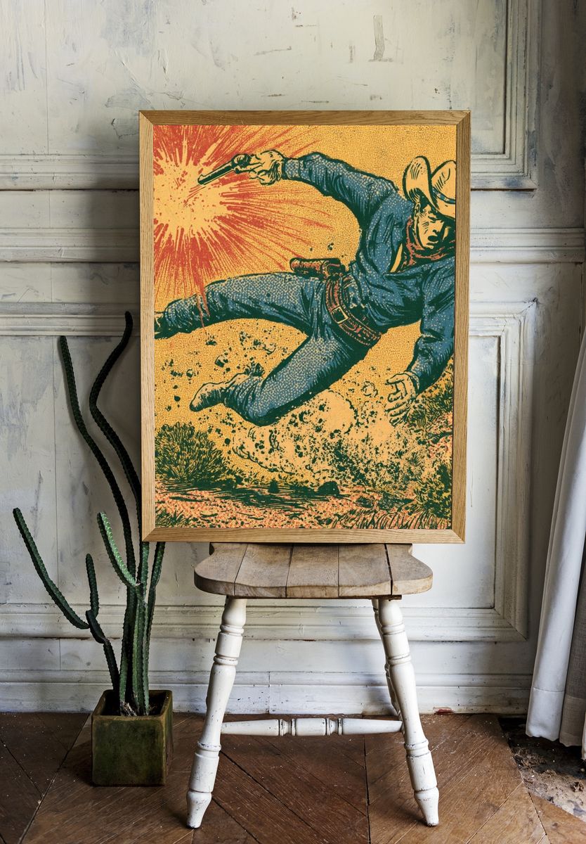 Cowboy Gunfight Vintage Poster. — room view 1