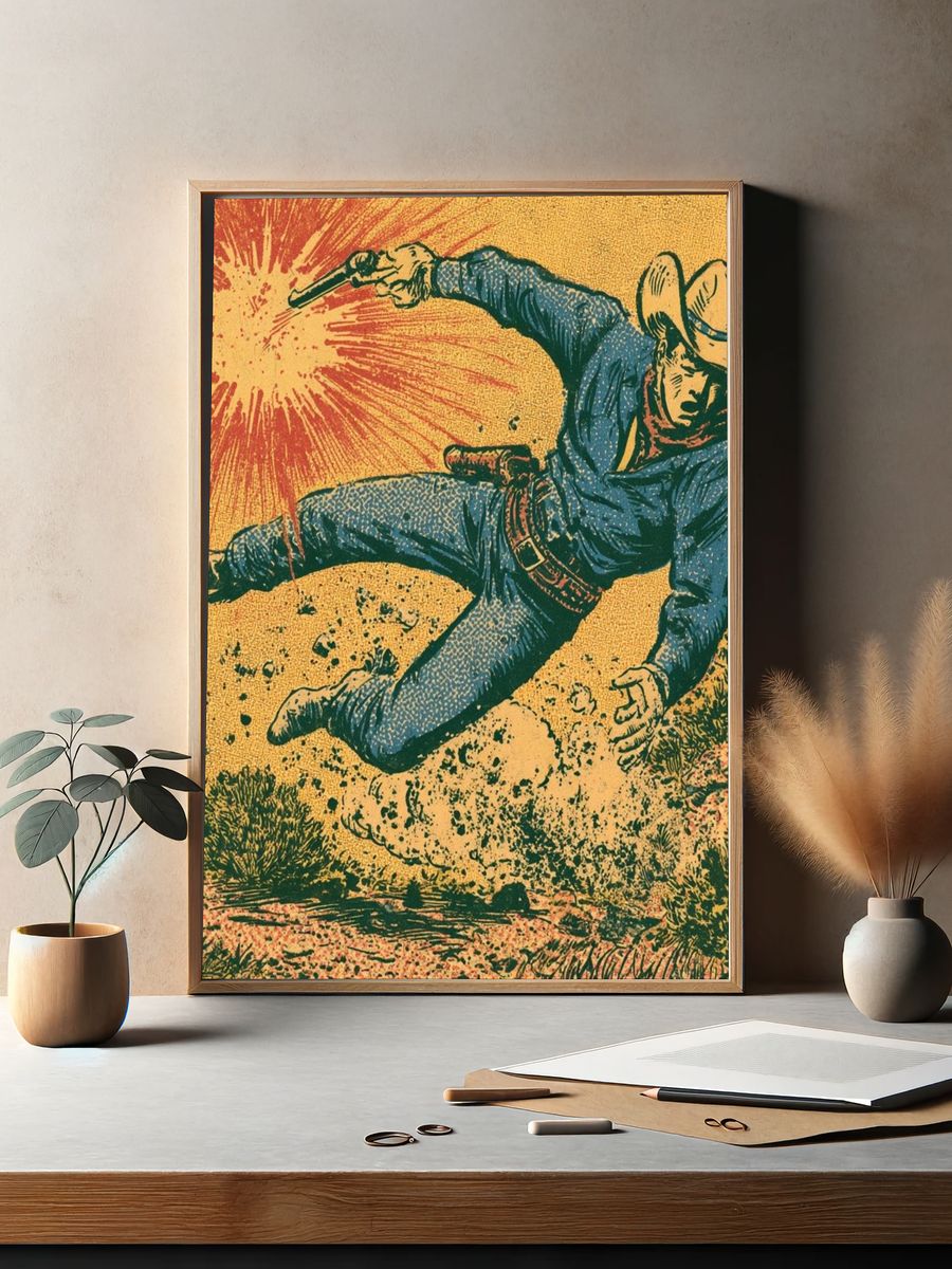 Cowboy Gunfight Vintage Poster. — room view 2