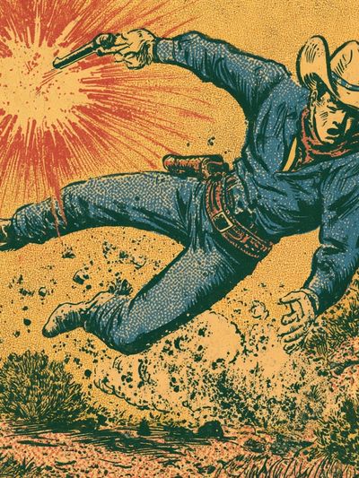 Cowboy Gunfight Vintage Poster.