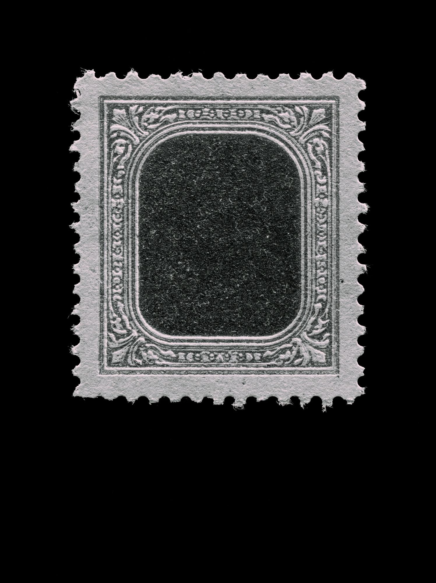 Ornate Stamp Frame Black-White Print. poster — vintage art