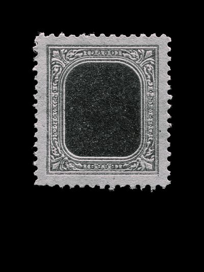 Ornate Stamp Frame Black-White Print. poster