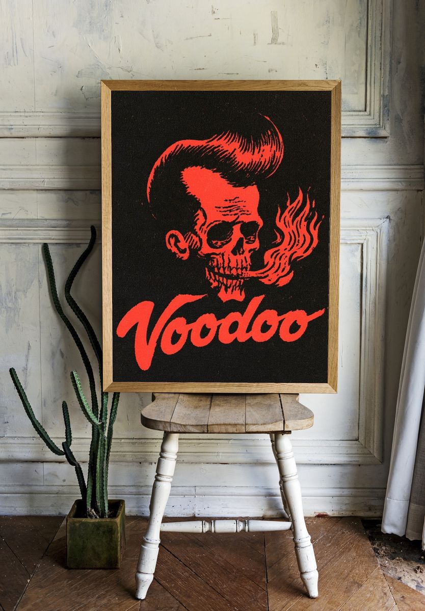 Voodoo Skull Typography Poster. — room view 1
