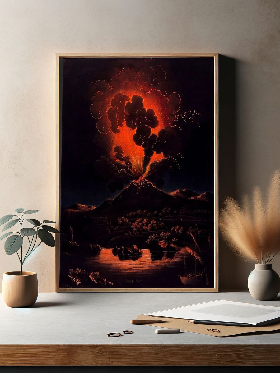 Eruption Mount Etna night; people. — room view 2