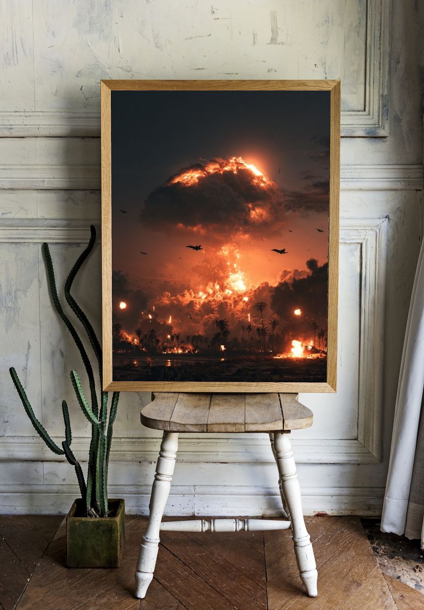Volcanic Explosion — Digital Art Print. room preview
