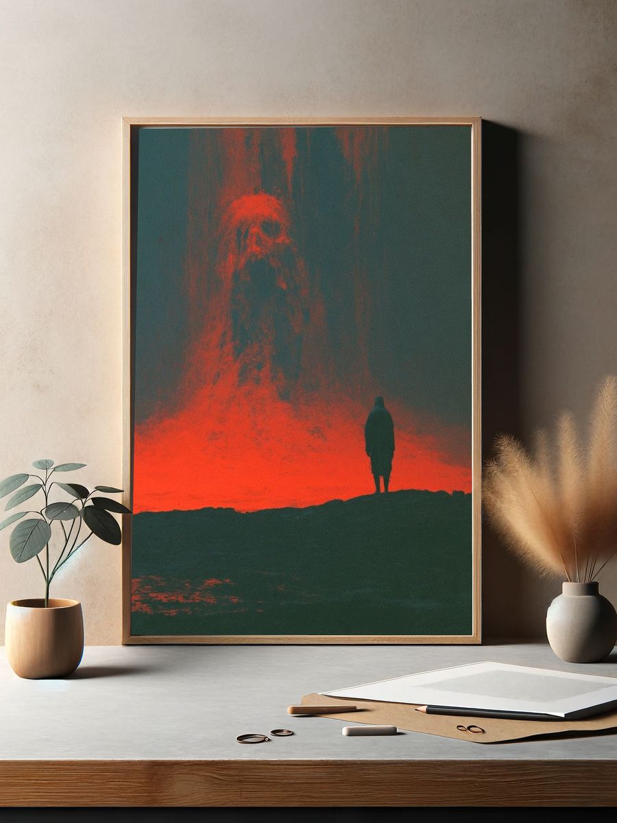 Volcanic Silhouette Photography Poster. — room view 2
