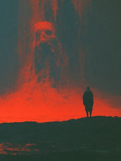 Volcanic Silhouette Photography Poster.