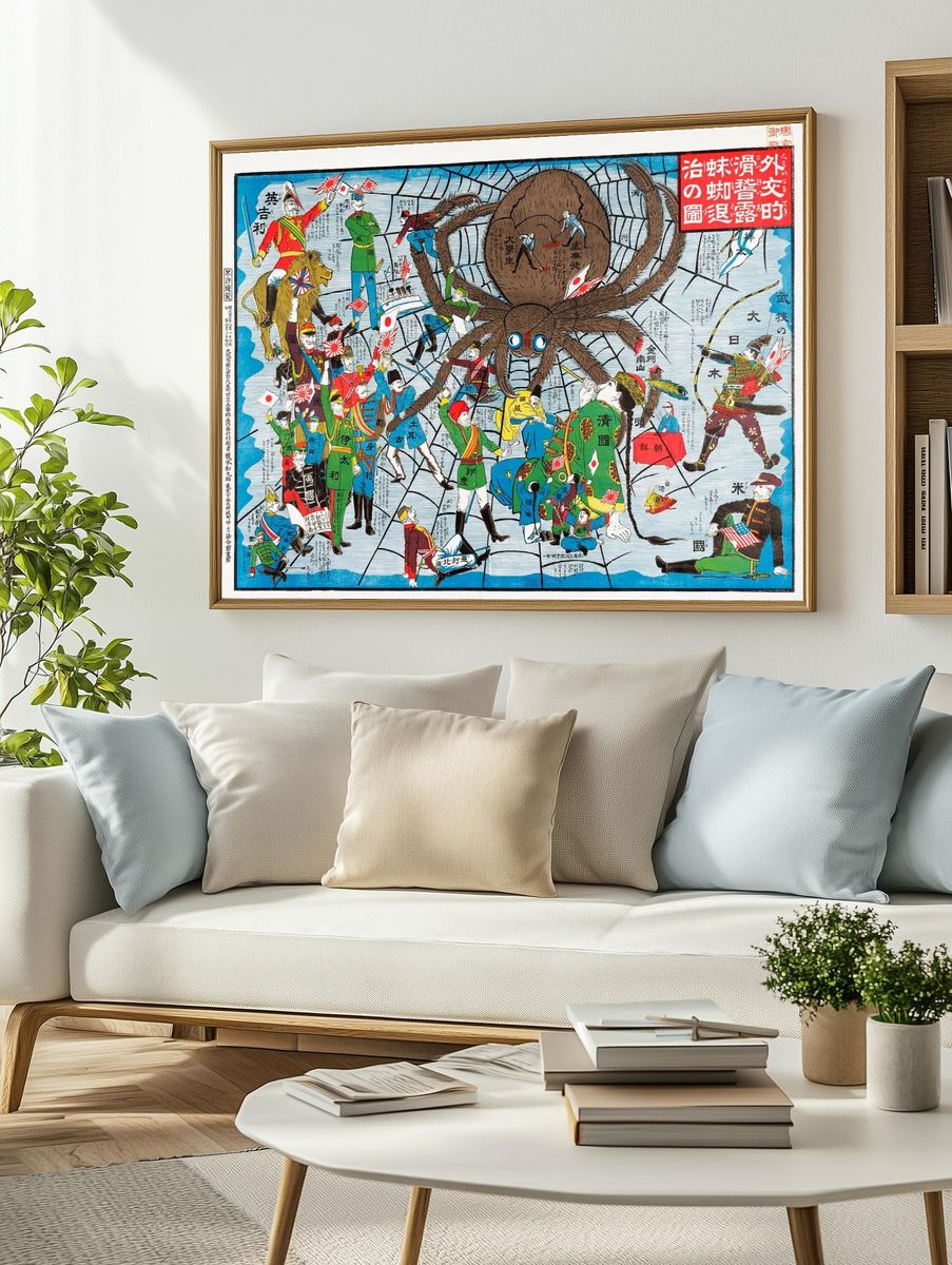 Giant Octopus and Soldiers — Vintage Print. — room view 2