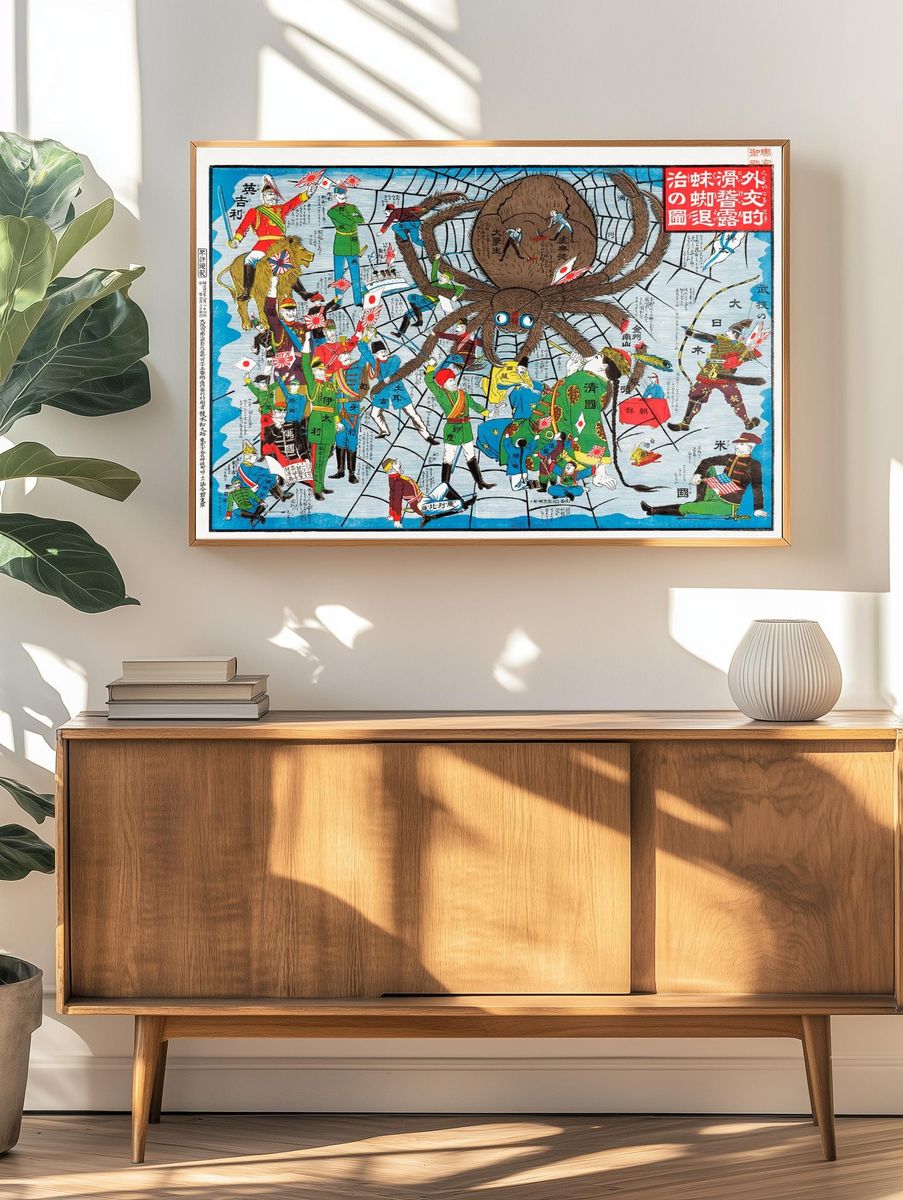 Giant Octopus and Soldiers — Vintage Print. — room view 3