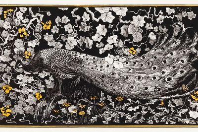 Peacock and Ivy — Vintage Print. poster