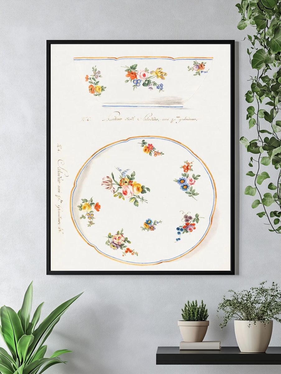 Floral Porcelain Design — Vintage Print. — room view 4