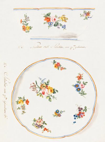 Floral Porcelain Design — Vintage Print