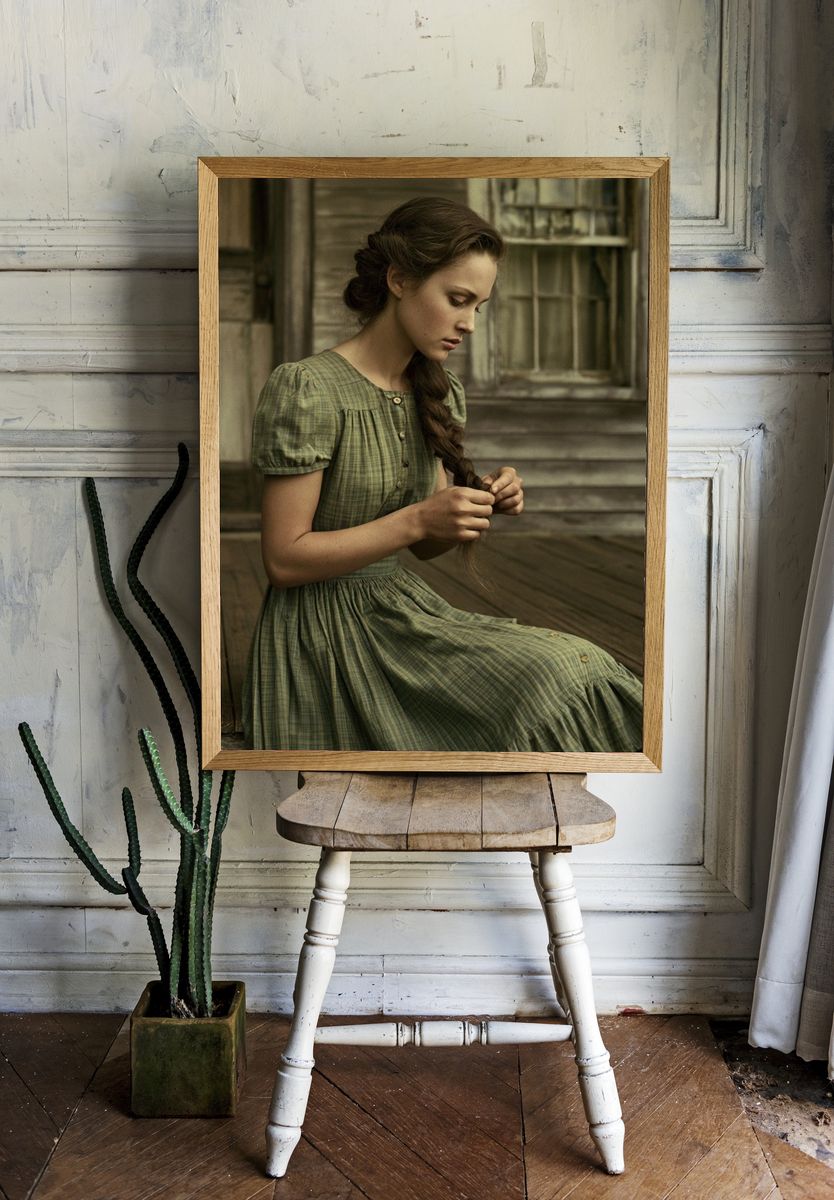 Vintage Portrait of a Braided Woman Poster. room preview