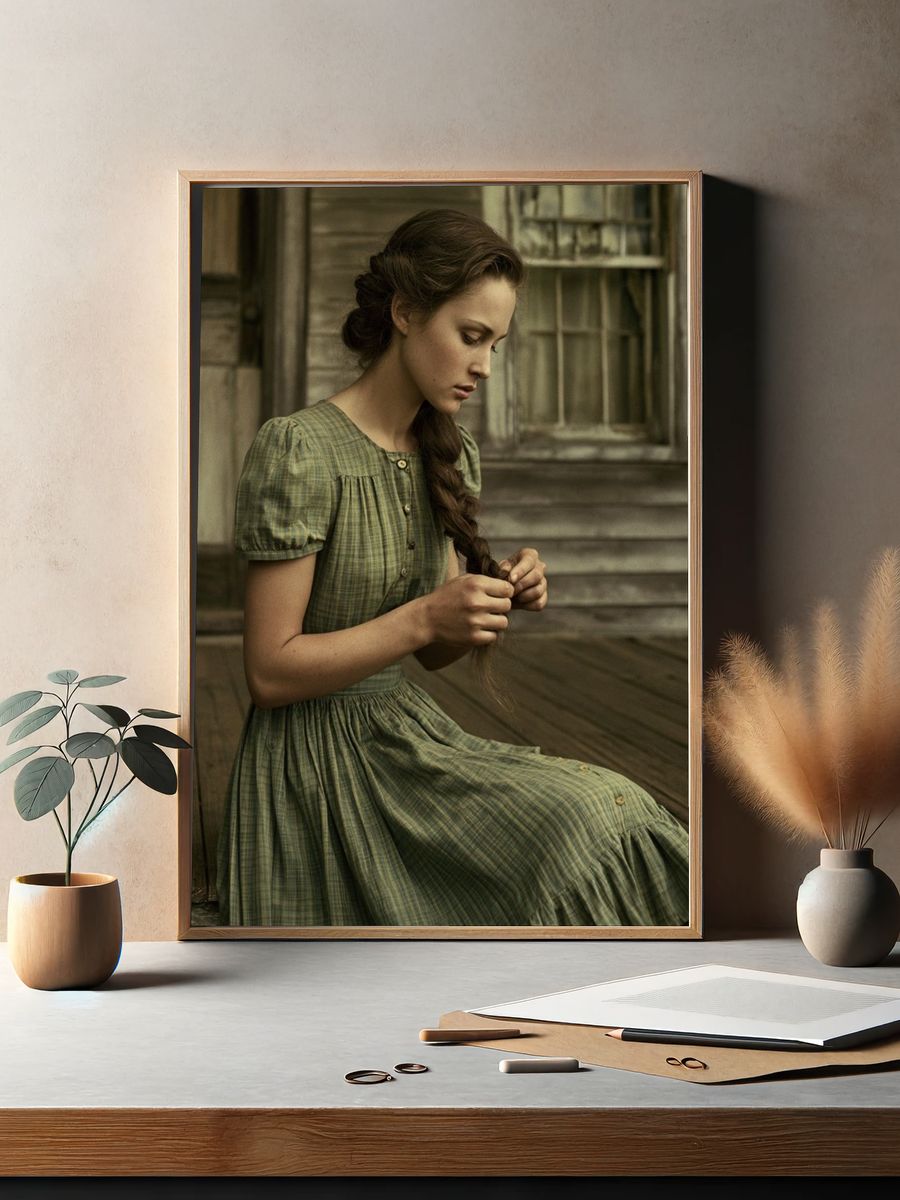 Vintage Portrait of a Braided Woman Poster. — room view 2
