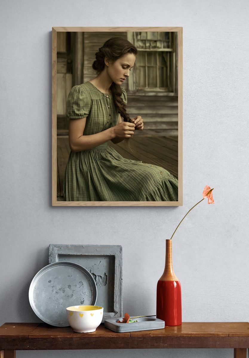 Vintage Portrait of a Braided Woman Poster. — room view 3