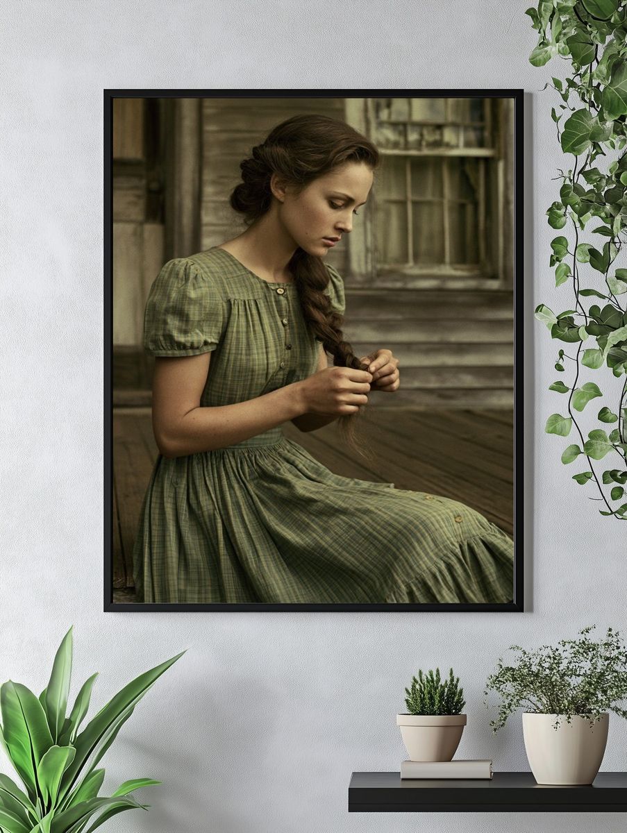 Vintage Portrait of a Braided Woman Poster. — room view 4