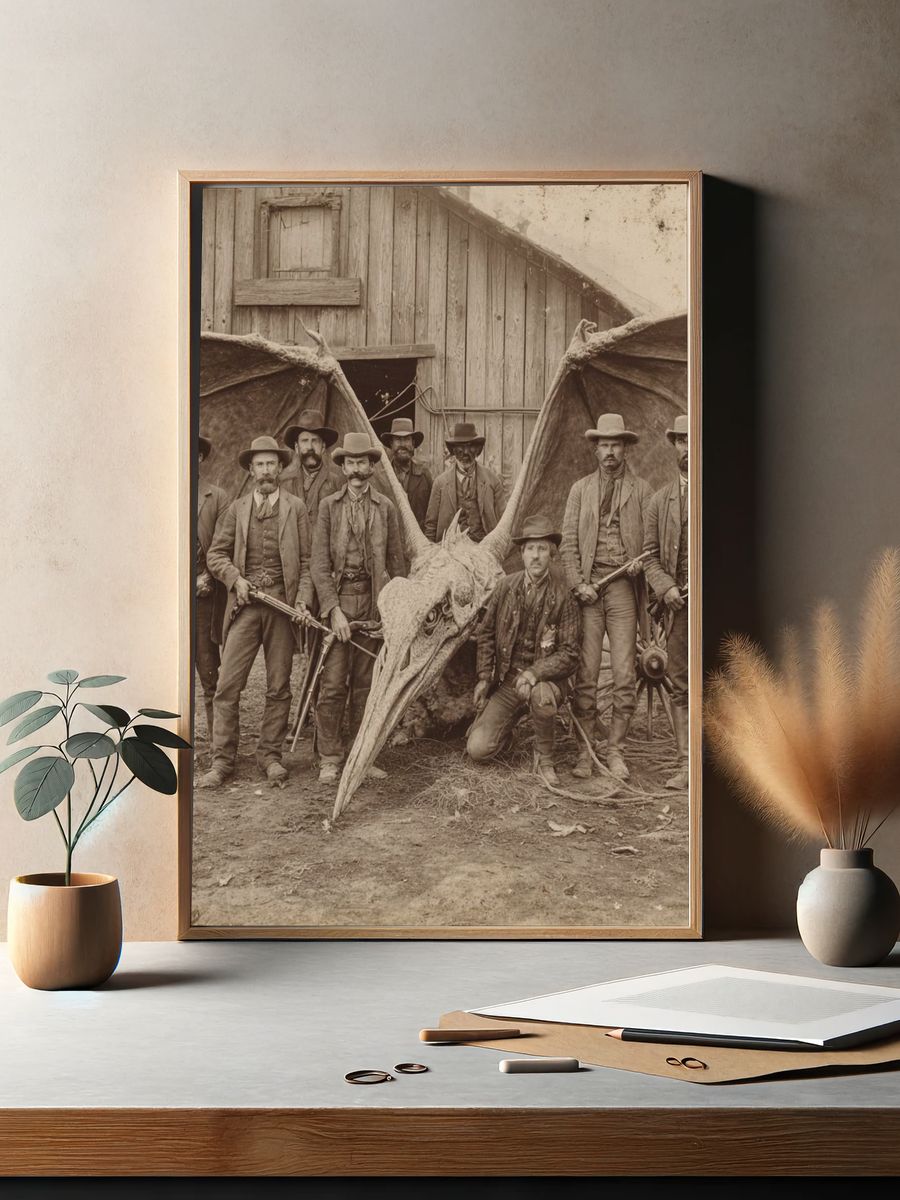Vintage Pterosaur Hunters — Vintage Print. — room view 2