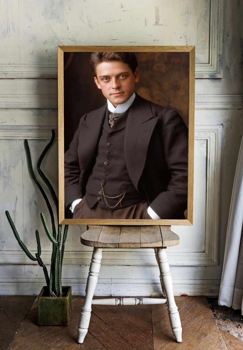 Vintage Portrait of a Young Man — Fine Art Print. — room view 1