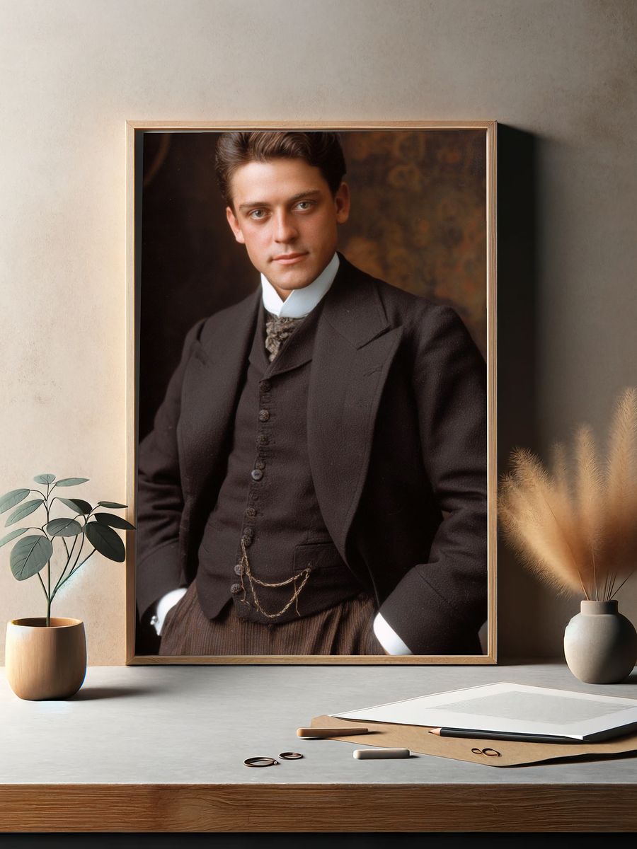 Vintage Portrait of a Young Man — Fine Art Print. — room view 2