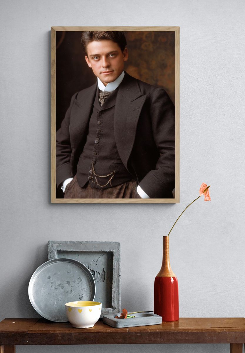 Vintage Portrait of a Young Man — Fine Art Print. — room view 3
