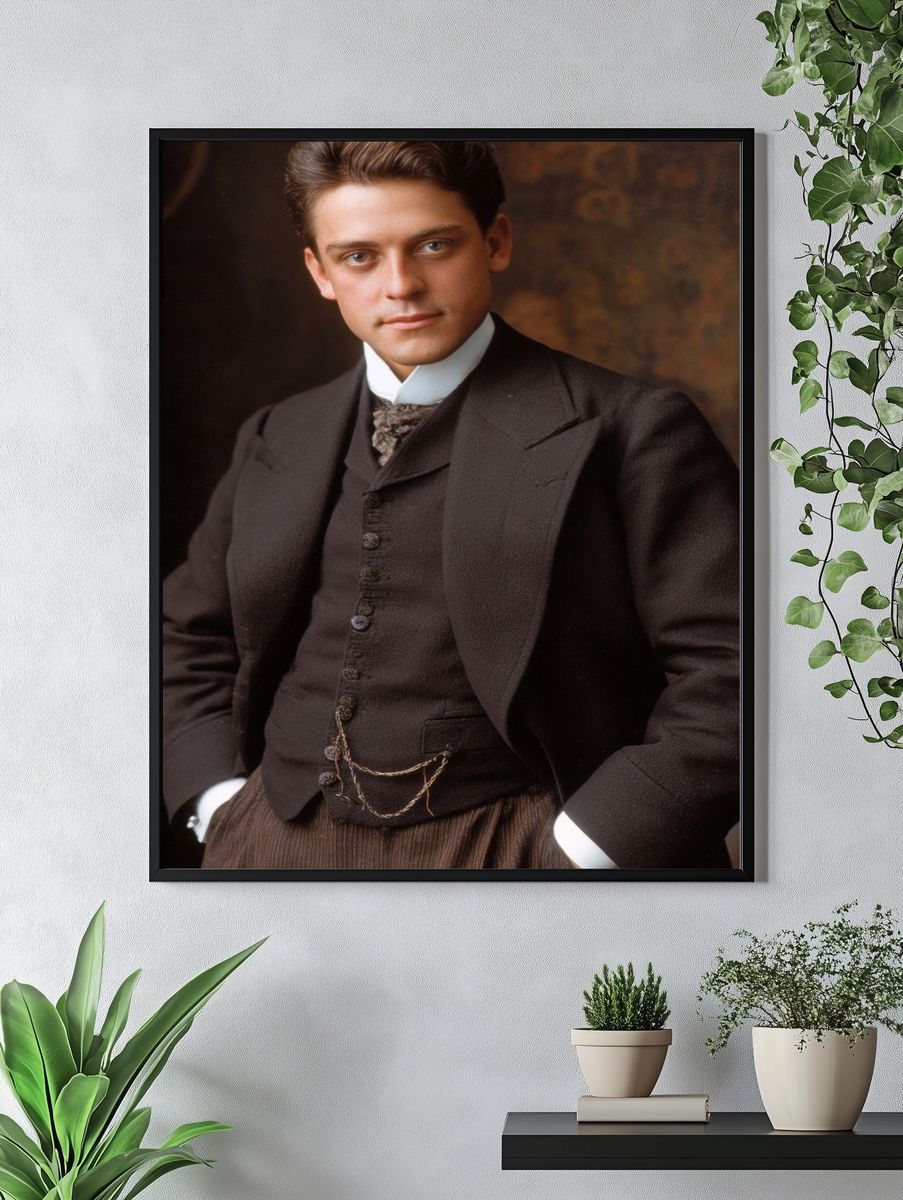 Vintage Portrait of a Young Man — Fine Art Print. — room view 4