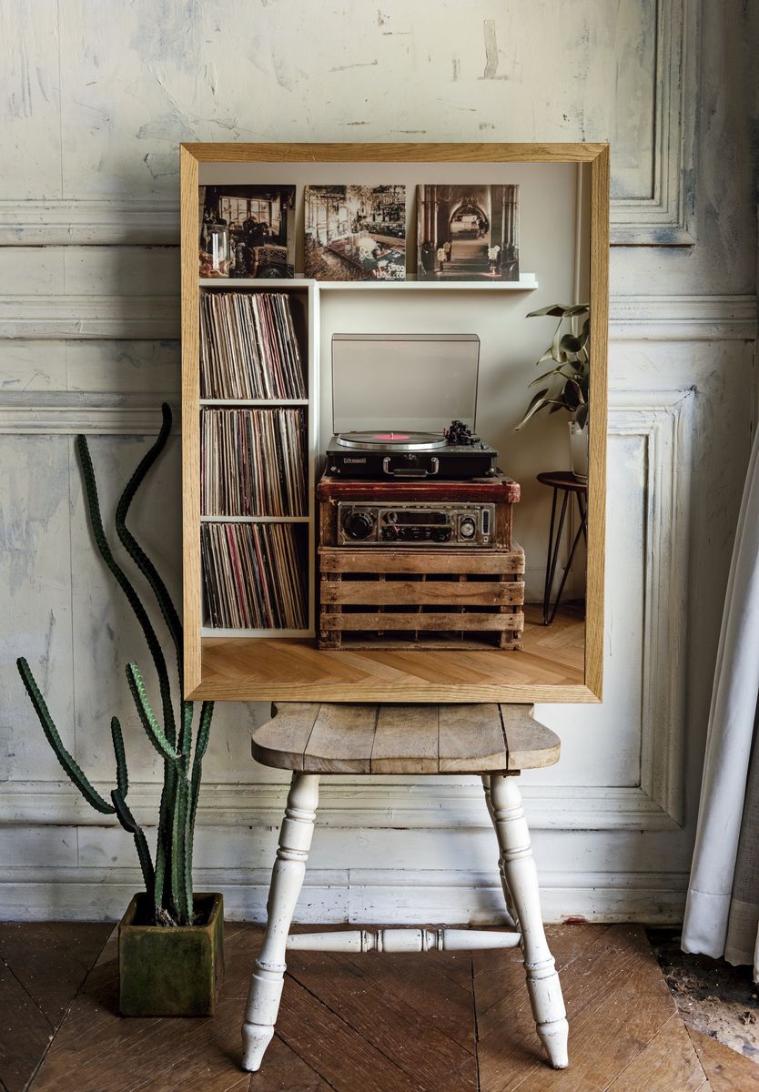 Vintage Record Player — Retro Print. room preview