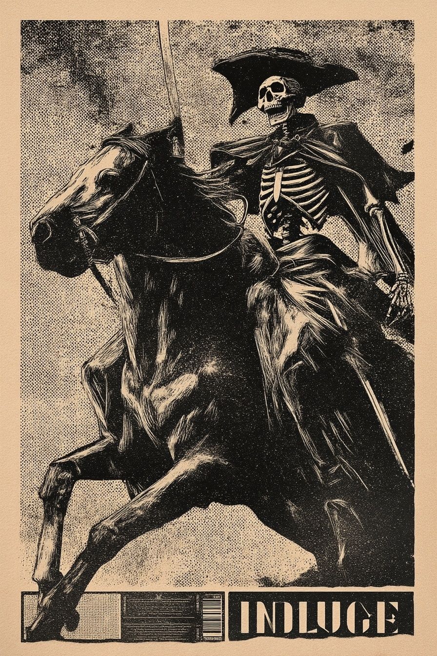 Skeleton Rider — Vintage Print. poster detail