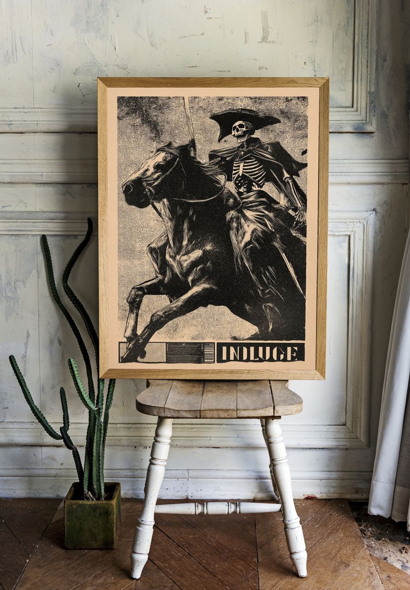 Skeleton Rider — Vintage Print. — room view 1