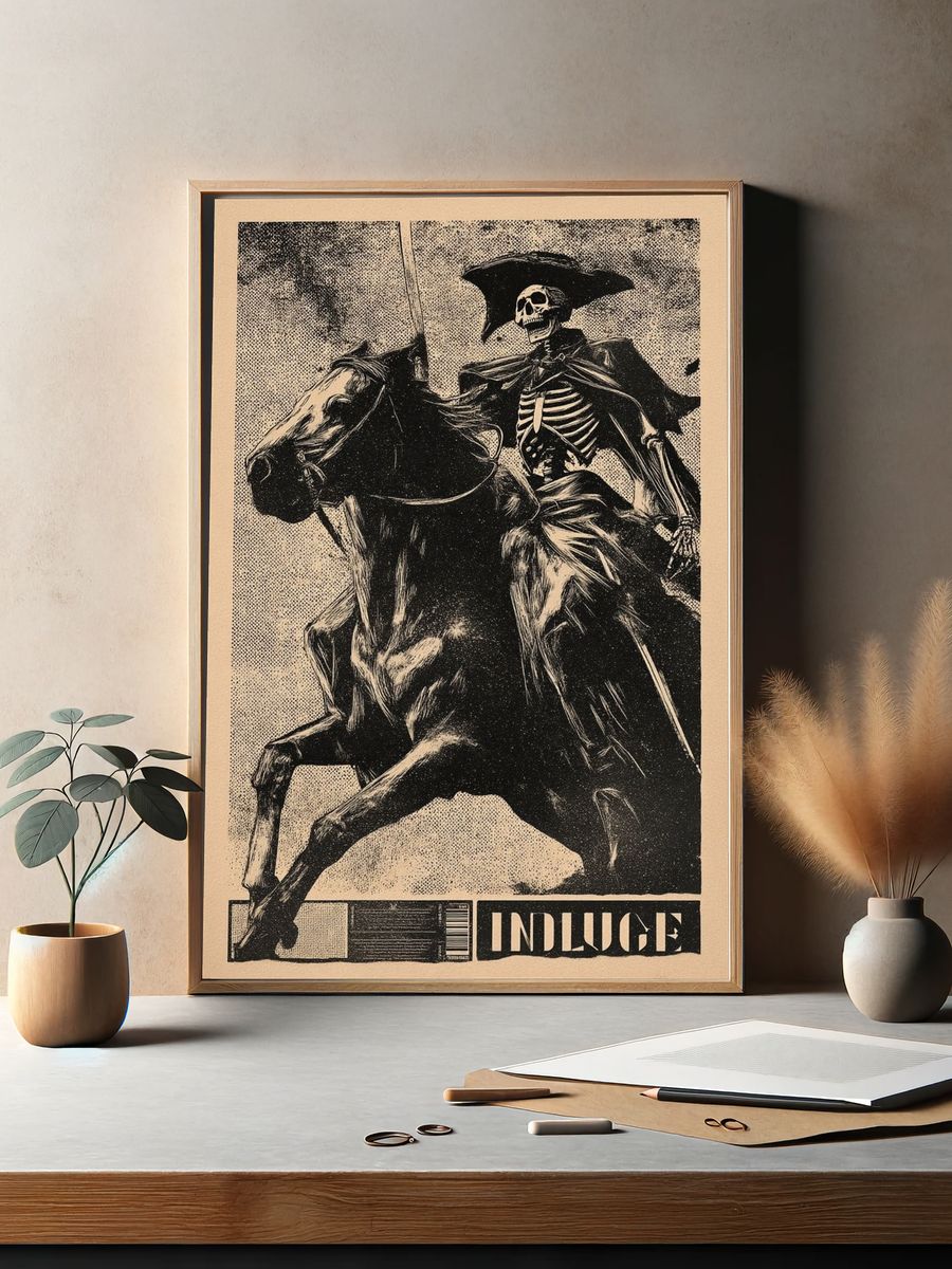 Skeleton Rider — Vintage Print. — room view 2
