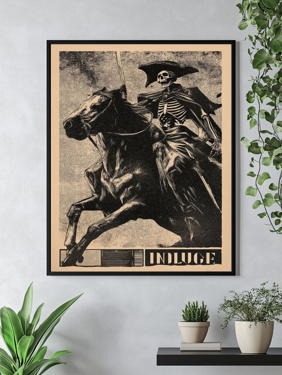 Skeleton Rider — Vintage Print. — room view 4