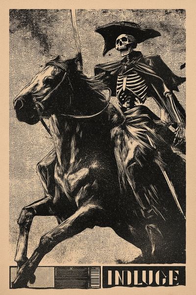 Skeleton Rider — Vintage Print. poster