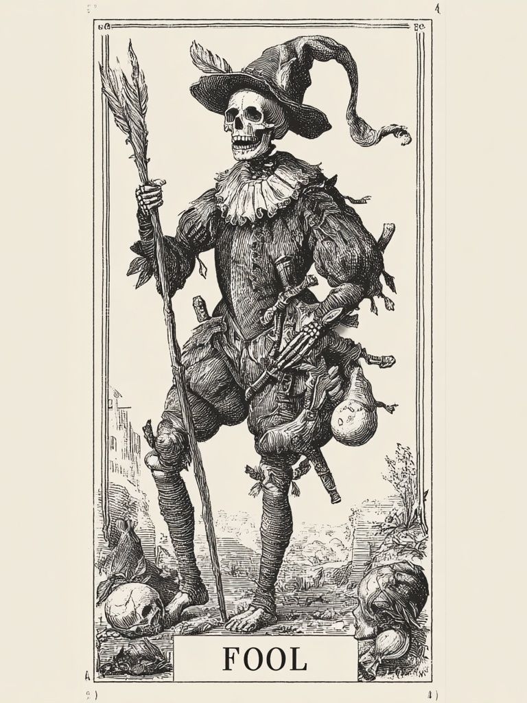 Fool Skeleton — Vintage Print. poster detail