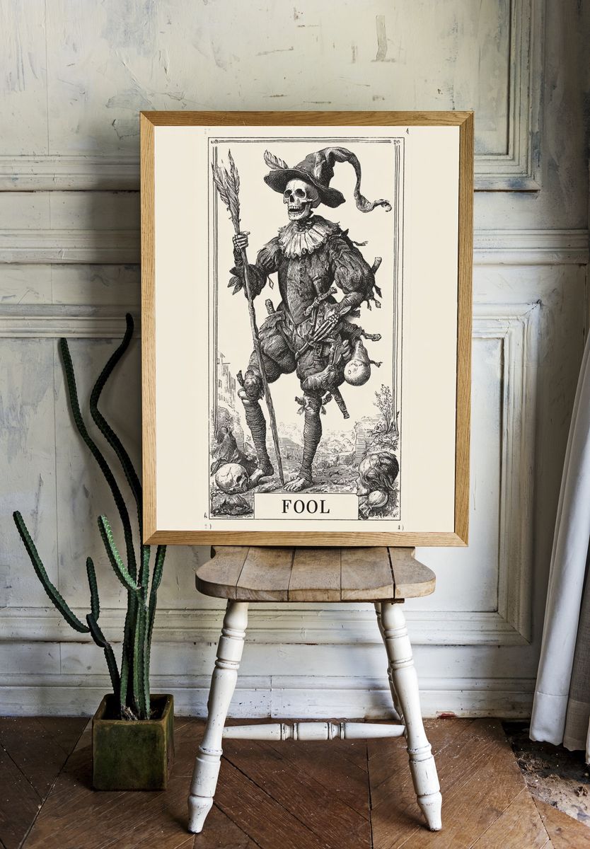 Fool Skeleton — Vintage Print. — room view 1