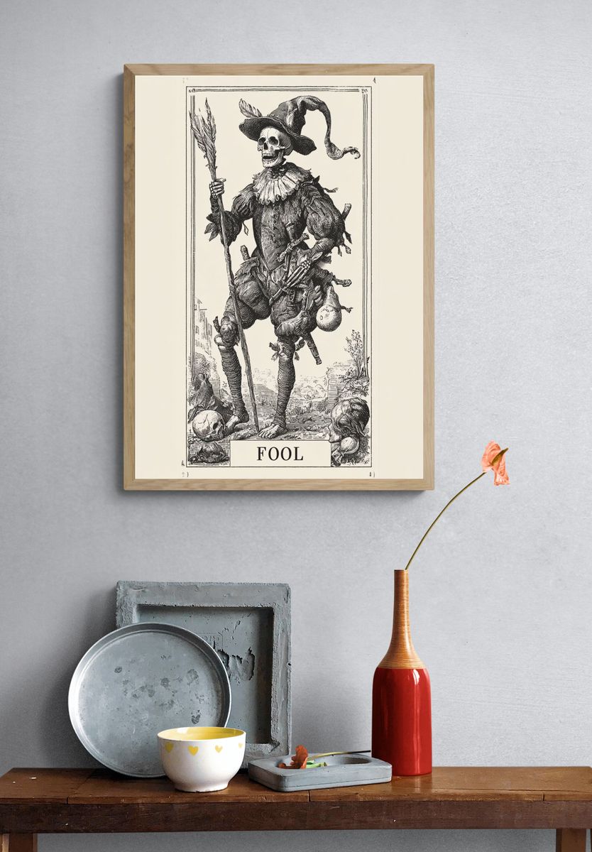 Fool Skeleton — Vintage Print. — room view 3