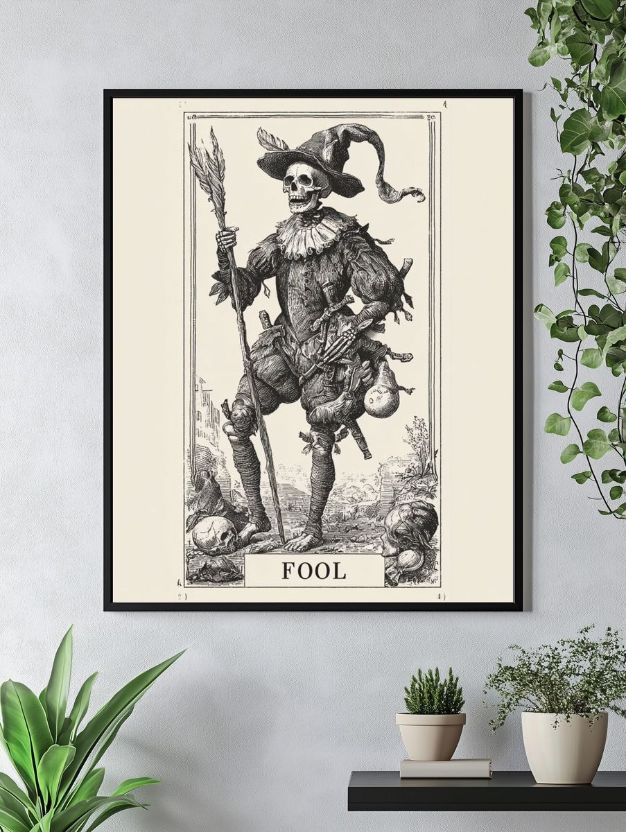 Fool Skeleton — Vintage Print. — room view 4