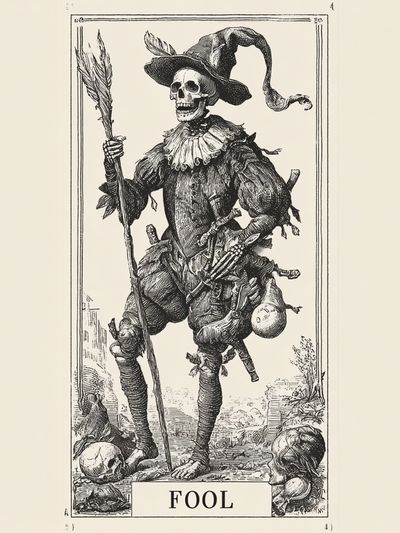 Fool Skeleton — Vintage Print