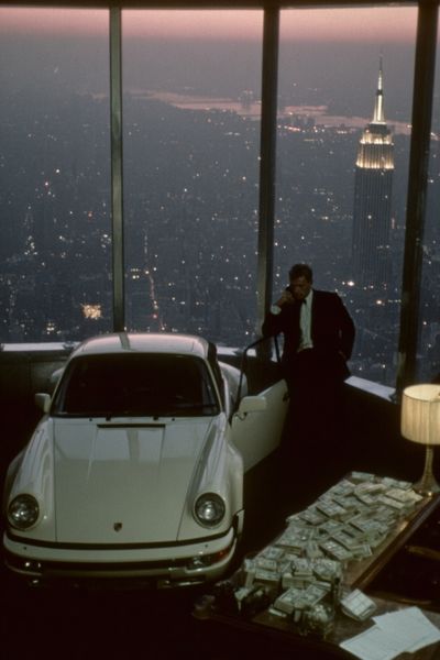 Porsche and City View — Vintage Print