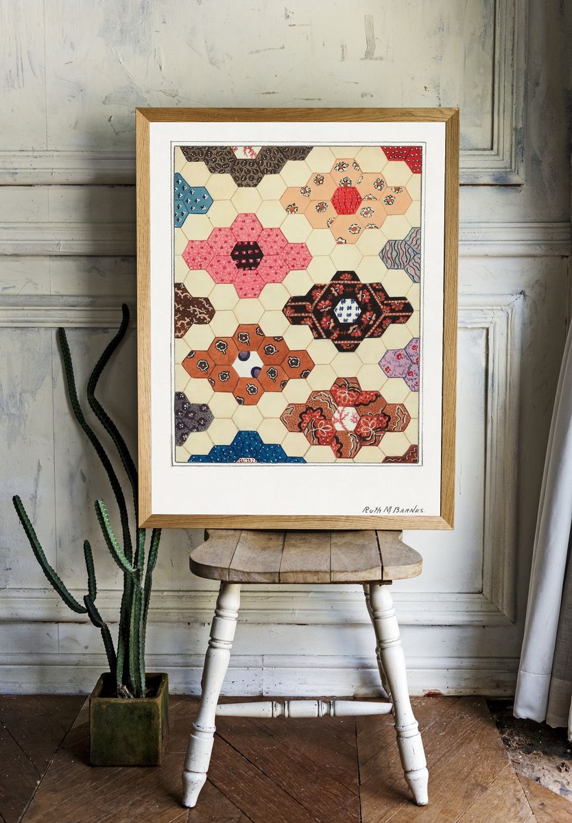 Hexagonal Quilt Pattern — Vintage Print. room preview