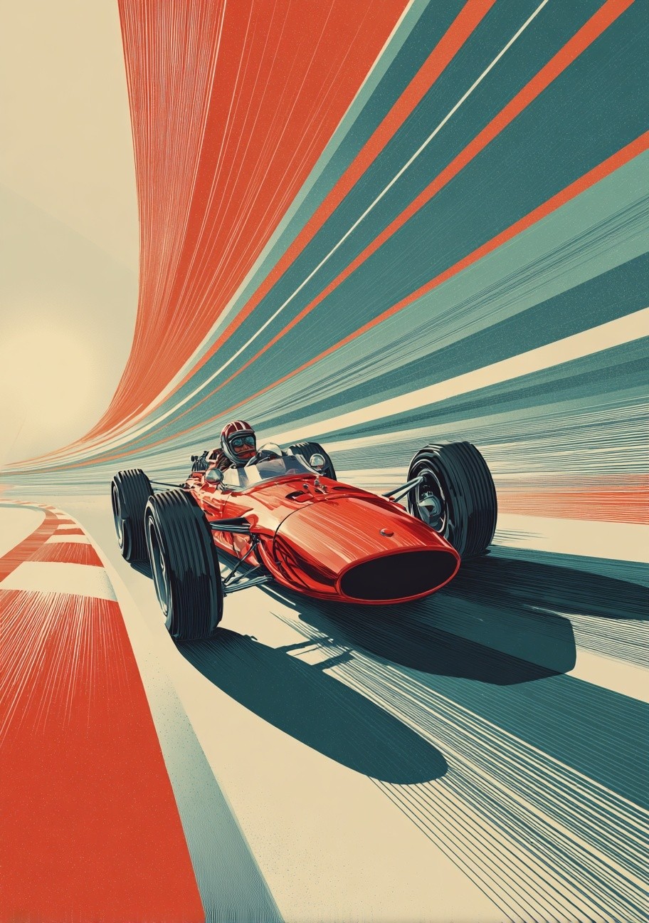 Vintage Racing Car — Retro Print. poster — vintage art