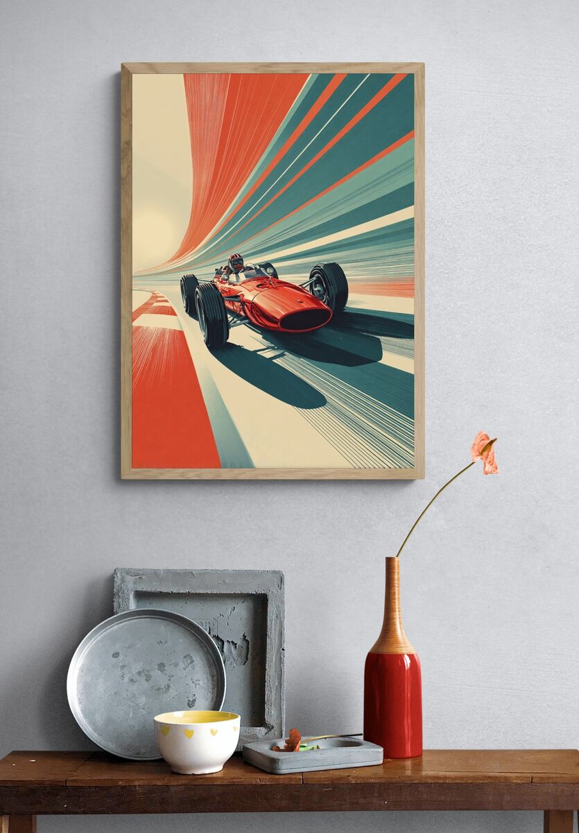 Vintage Racing Car — Retro Print. — room view 3